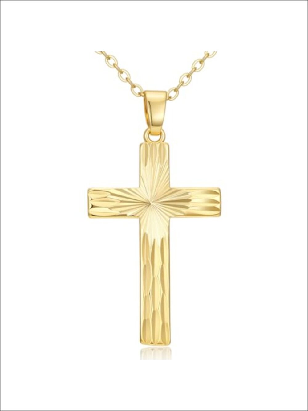 14k Gold Plated Cross Pendant Necklace Dainty Religious Jewelry Gift 18"